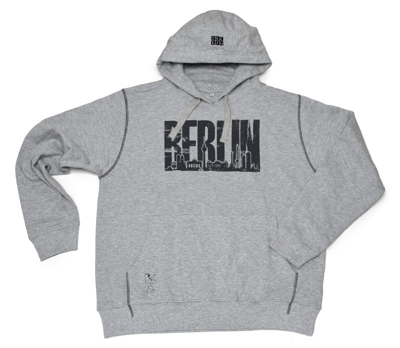 Kap-Sweatshirt BERLIN Skyline grau-schwarz-XS