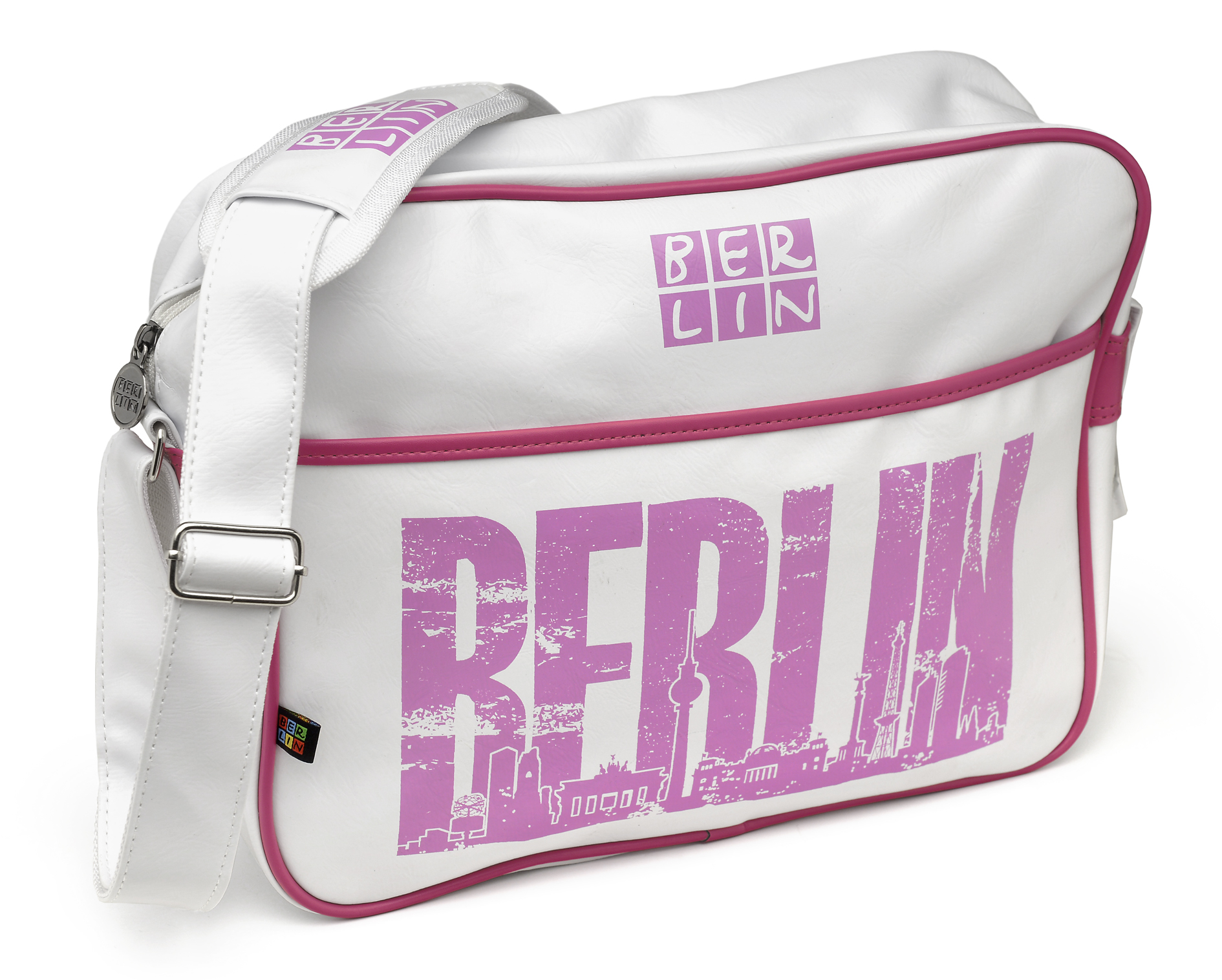 Retro-Tasche BERLIN weiß-pink