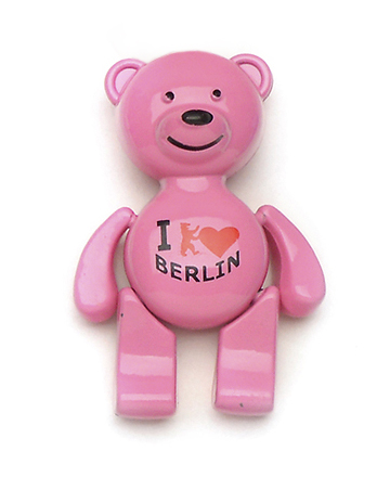 Magnet Metall-Bär I love BERLIN pink