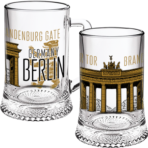 Bierglas 0,5l mit dem Brandenburger Tor und dem Berliner Bären 