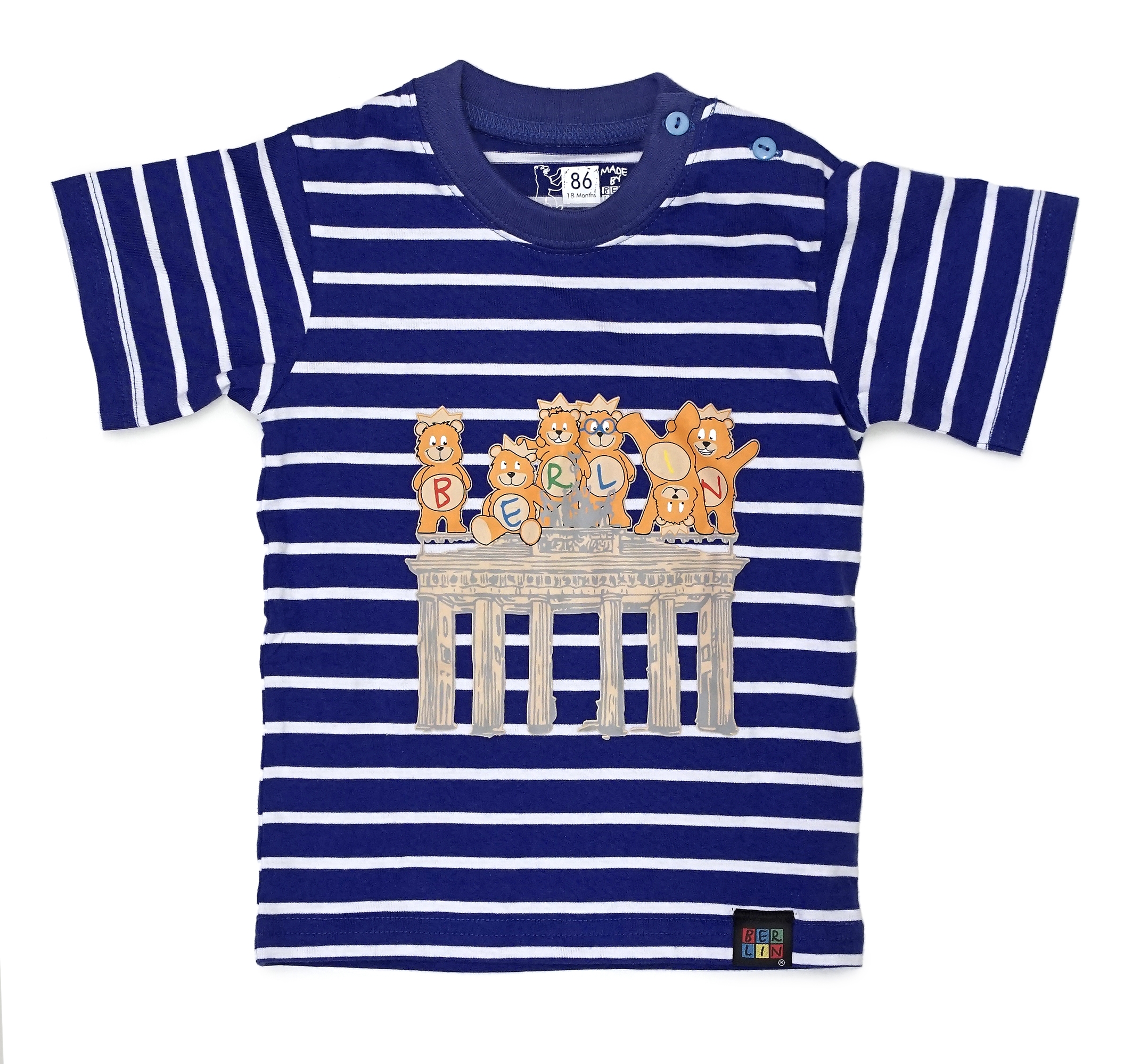 Kids T-Shirt B´Tor blau-weiß gestreift-92