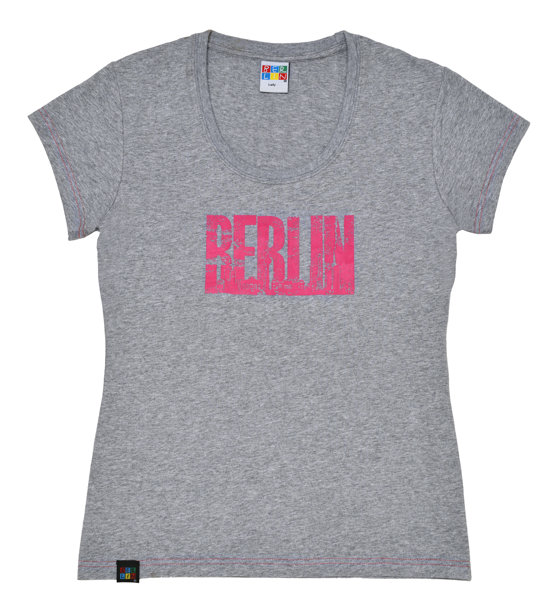 Lady T-Shirt BERLIN Skyline grau-pink-S