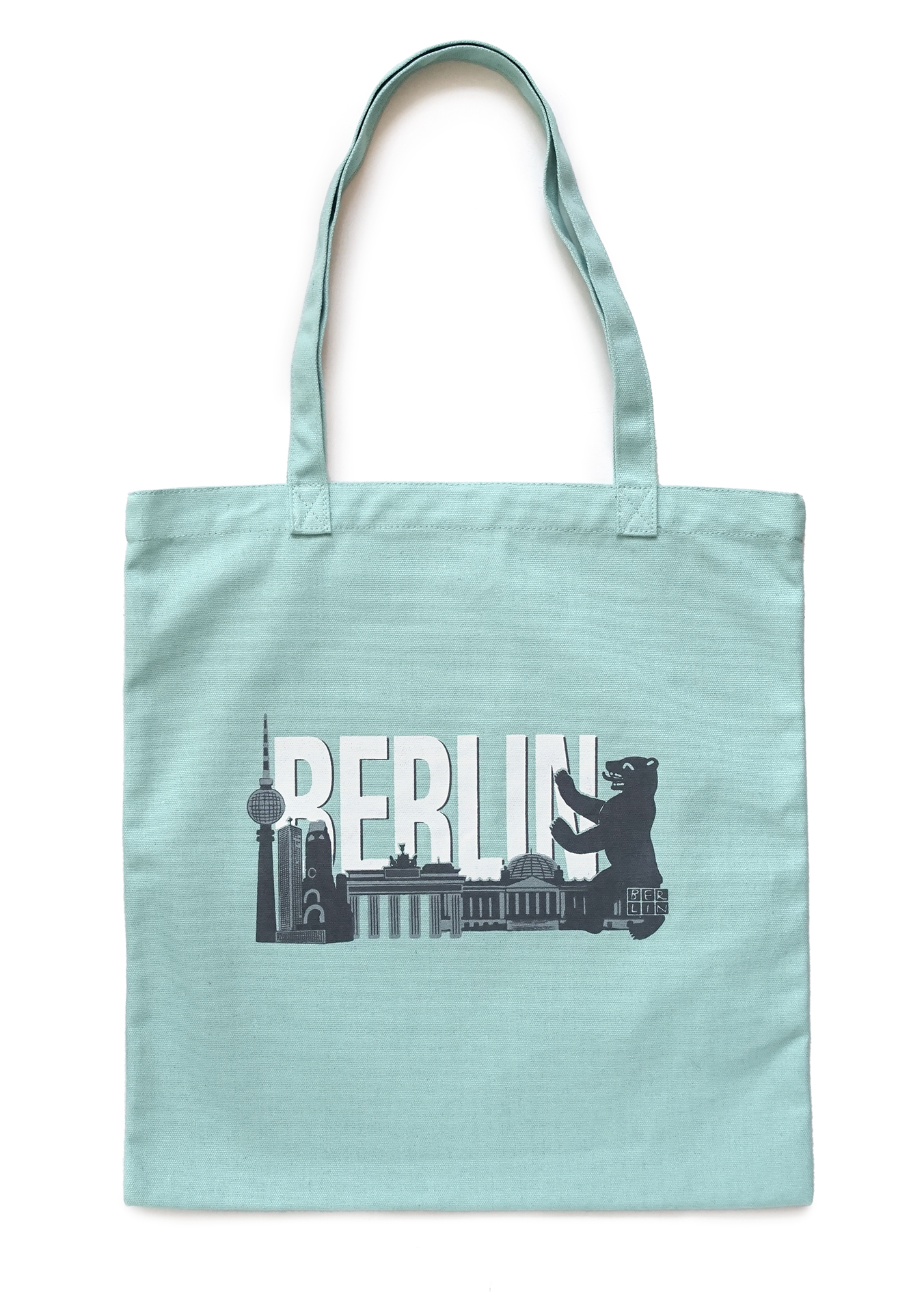 Baumwoll-Shoppingbag BERLIN Skyline türkis