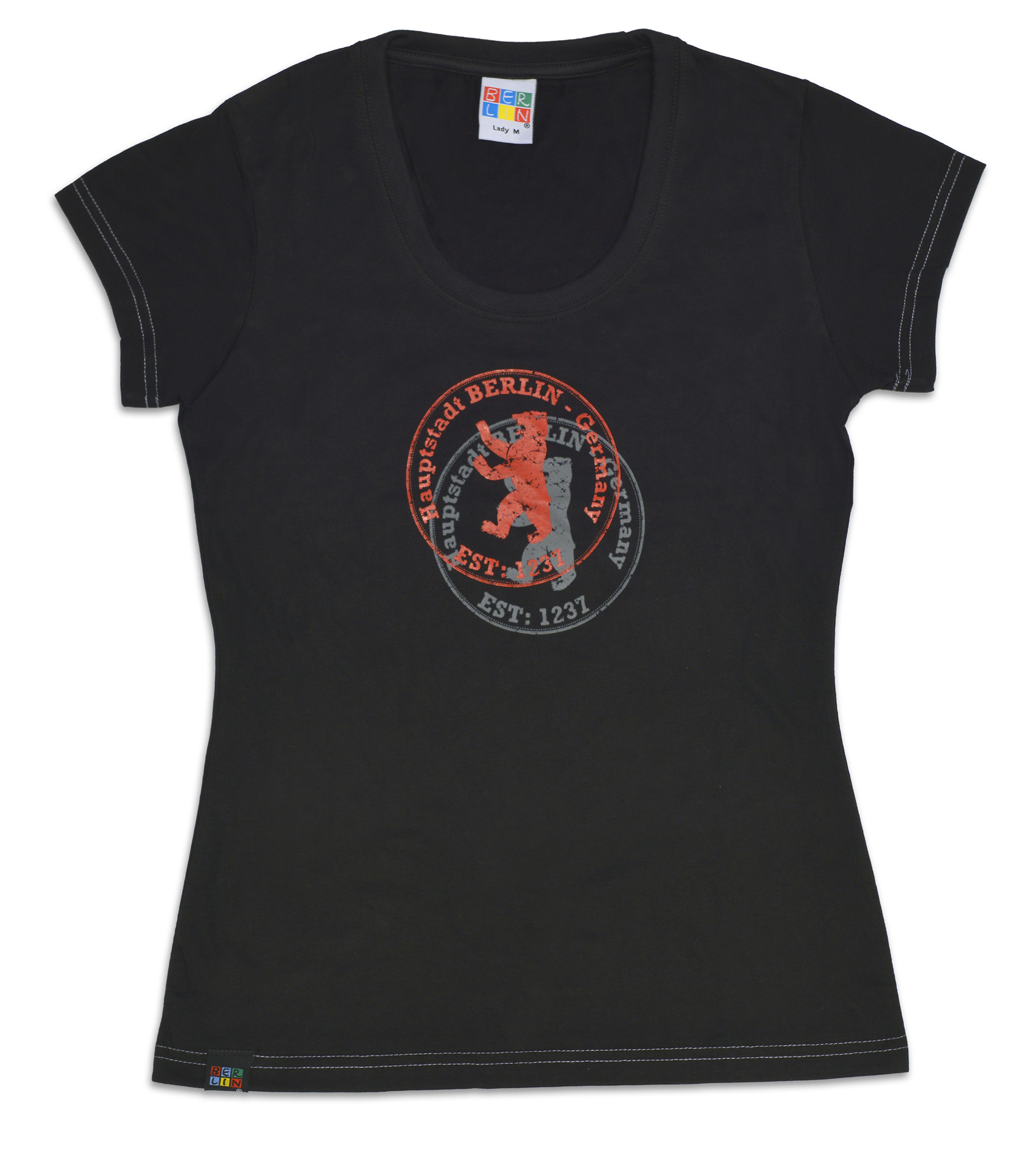 Lady T-Shirt BERLIN Stempel schwarz-XS